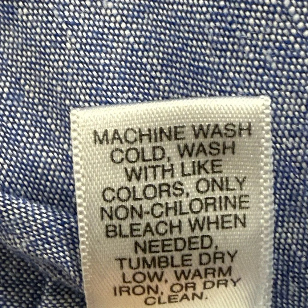 Banana Republic Linen Blend Shirt Mens Large Blue Chambray Soft Wash Button Up